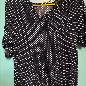Love Notes Navy Polka Dot Button-Down Shirt